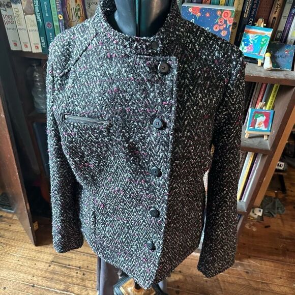Gap purple confetti multicolored XL moto asymmetrical coat - Picture 1 of 3